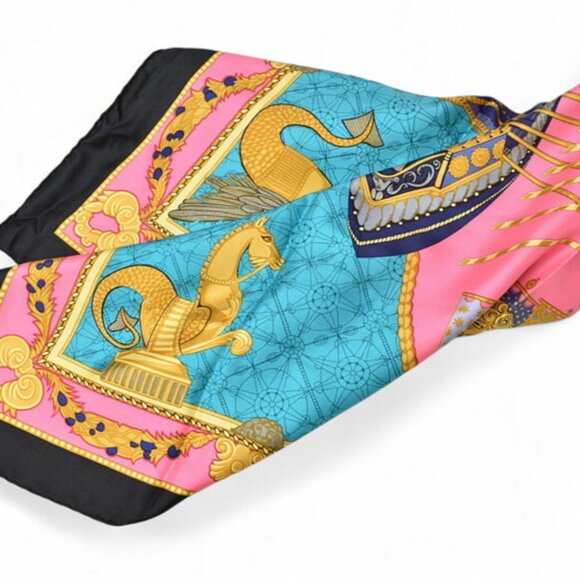 HERMES Authentic Black Silk Scarf - Picture 4 of 9